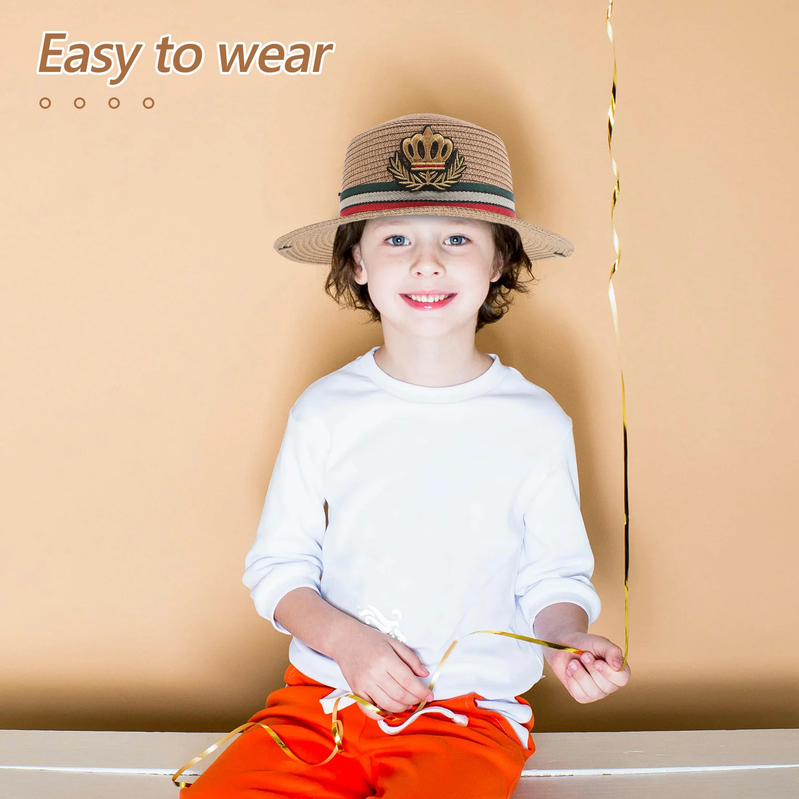 

Kids Straw Hat Wide Brim Spring Protection for Boys Girls Outdoor Play Beach Hat 54-56cm Lightweight Breathable