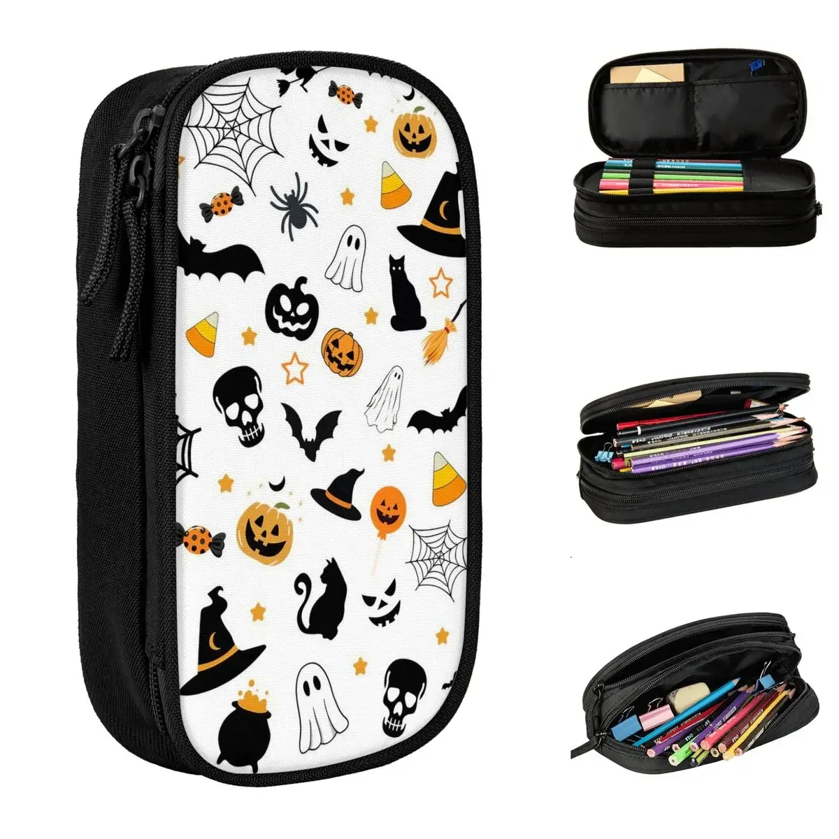 

Halloween Gifts Cute Ghost Pencil Cases New Pumpkin Pen Box Bags for Student Big Capacity School Supplies Zipper Pencil Pouch