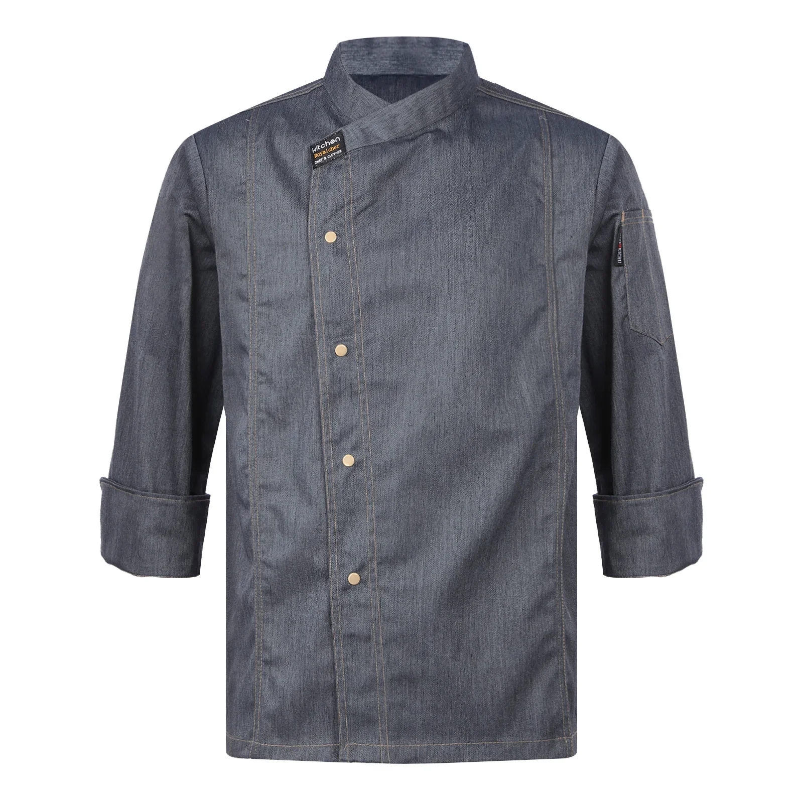 Uniforme de trabajo de cocina Unisex para hombres y mujeres, chaqueta de Chef, abrigo para Hotel, restaurante, cantina, tienda de pasteles, camisa de café, disfraz de cocina