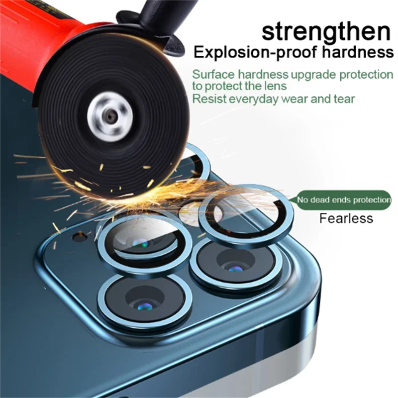 For iPhone 16 Pro Max 15 14 PLUS Metal Ring Tempered Glass Full Cover Camera Lens Protector For iPhone 16 Plus 16 Protective Cap