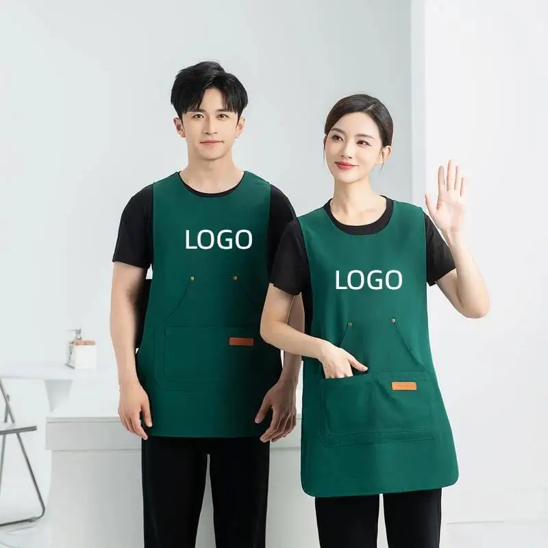 Supermarket Vest Apron Customized Logo Printing Catering Baking Coffee Shop Waiter's Special Canvas Waterproof Work Clothes