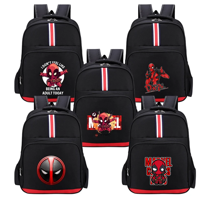 Deadpool Marvel School Bags Movie Cartoon Print Kids Student Supplies Backpack Teenager Adult Vogue Office Storage Knapsack Gift