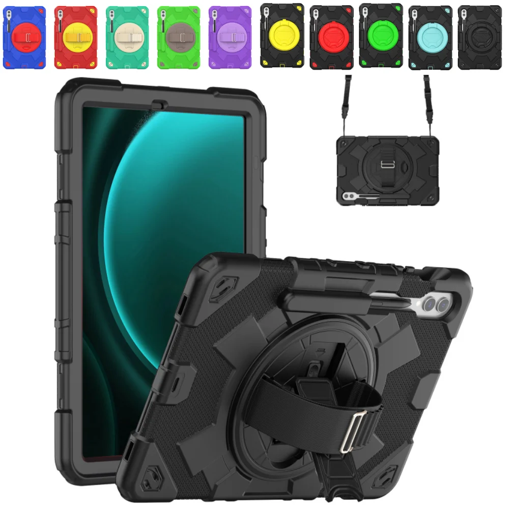 

Cases for Samsung Galaxy Tab S10+ X820 S9FE+ X610 S9+ X810 12.4 with Adjustable Hand Strap & Foldable Kickstand & Shoulder Strap