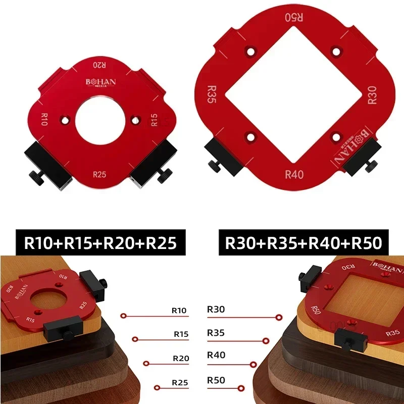 

Trimming Machine Cutting Fillet Template R10-R50 Small Milling Mold Woodworking DIY Wardrobe Edge Trimming R-angle Arc Template