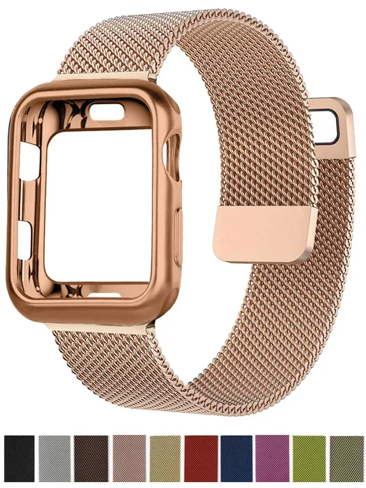 Milanese Case+Strap for Apple Watch Band 9 8 7 6 SE 5 4 49MM 41mm 40mm 44mm 42mm 38mm Watchband For Iwatch Series 9 Correa 45mm