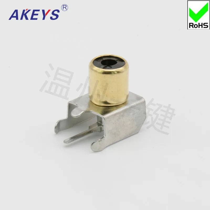 10 pcs Wenzhou single key AV core socket 4-foot PCB welded audio video Lotus AV1-8 .4-3C gold-plated