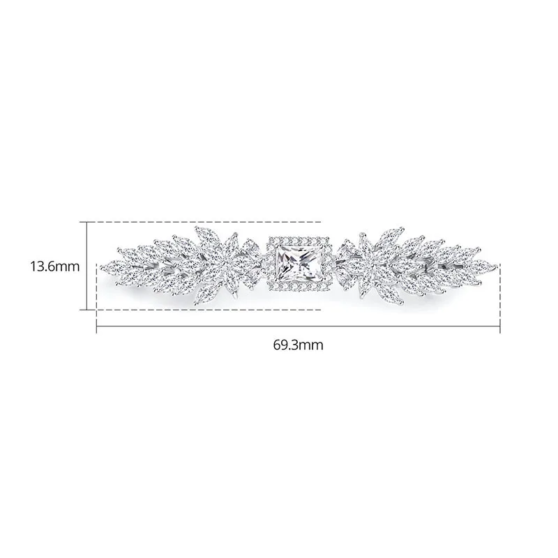 SLBRIDAL Luxury Trendy Prong Setting Cubic Zircon Women Hair Clip Barrettes Gilrs Bobby Pins Hairgrips Jewelry Hair Accessories