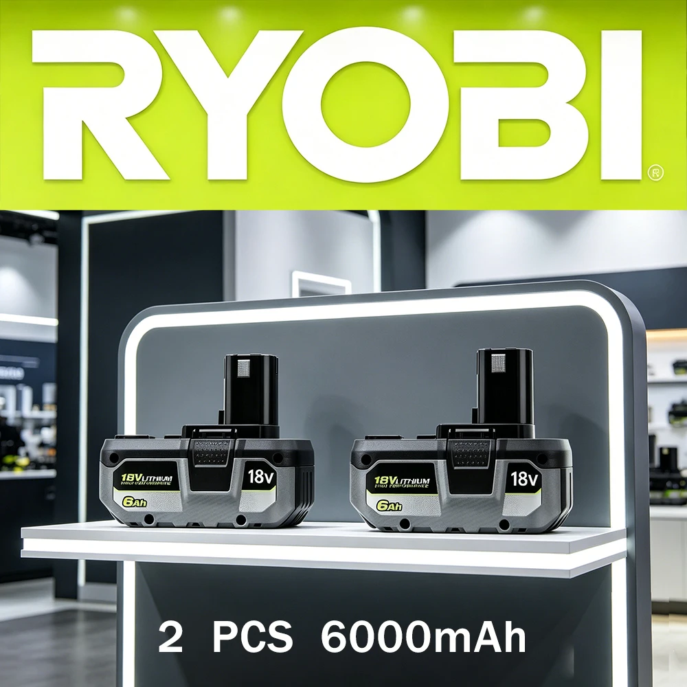 Original RYOBI P108 18V 6000mAh 18 Volt Li-ion Power Tools P104 P107 RB18L50 RB18L20 P108 High Capacity Rechargeable Battery