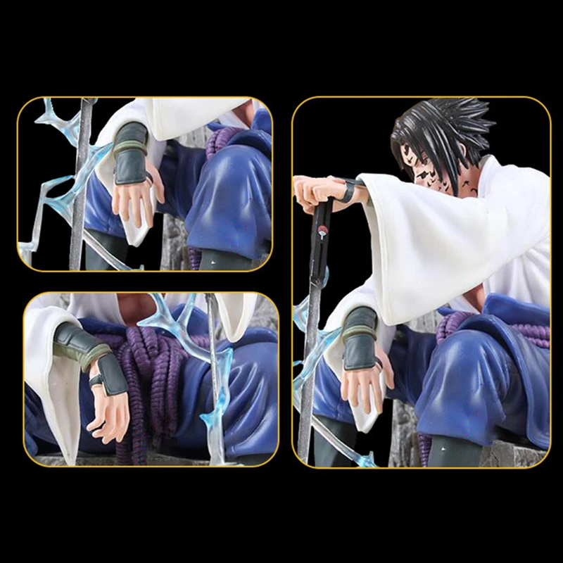 18 cm Naruto Anime Uchiha Sasuke Fluchensiegel PVC Modell Statue Sammlung Actionfigur sitzende Dekoration Ornamente Spielzeug Geschenk