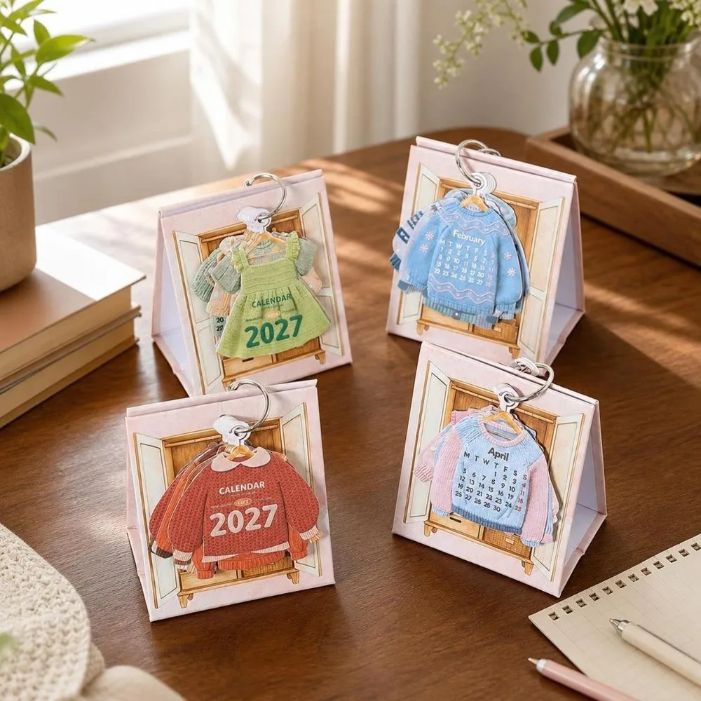 Creative 2027 Desktop Calendar Mini Clothing Shaped Time Manegement Organizers Portable Memo Pad Annual Schedule Organizer
