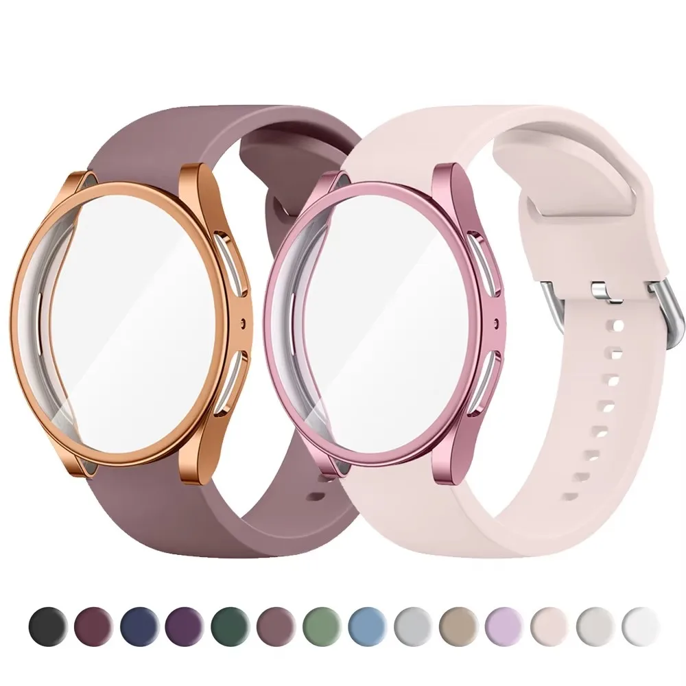 

TPU Case+Silicone Strap For Samsung Galaxy Watch 4 5 6 7 40mm 44mm strap Screen Protective Cover Bumper For Galaxy Watch 4 5 6 7