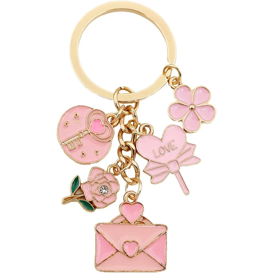 

Heart Keychain for Women Red Pink Love Keychains for Handbag Charms Backpack Car Keyring Adorable Gift for Her
