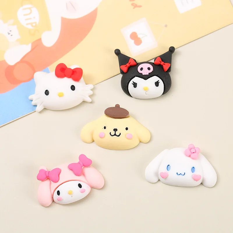 5pcs New simulated cartoon animal sanrio resin flatback cabochons diy jewelry materials handmade crafts charms