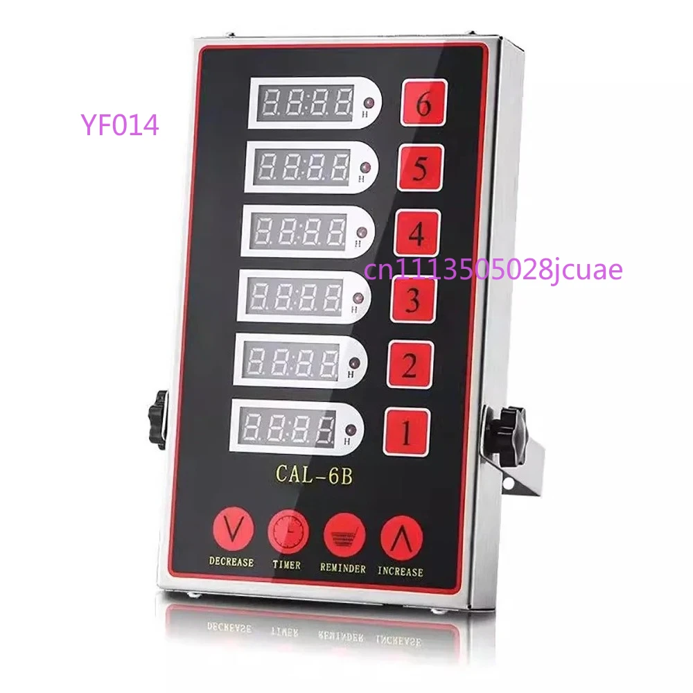 Commercial Kitchen 6-Channel Cooking Timer AC220V Stainless Steel Countdown Alarm Timer for Frying