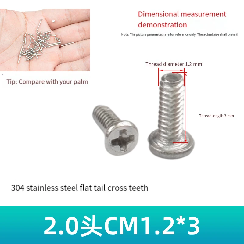 

CM Thin Head Screw M1.2 M1.4 M1.6 Stainless Steel Round Head Machine Tooth Glasses Screw Notebook Non-Standard Precision