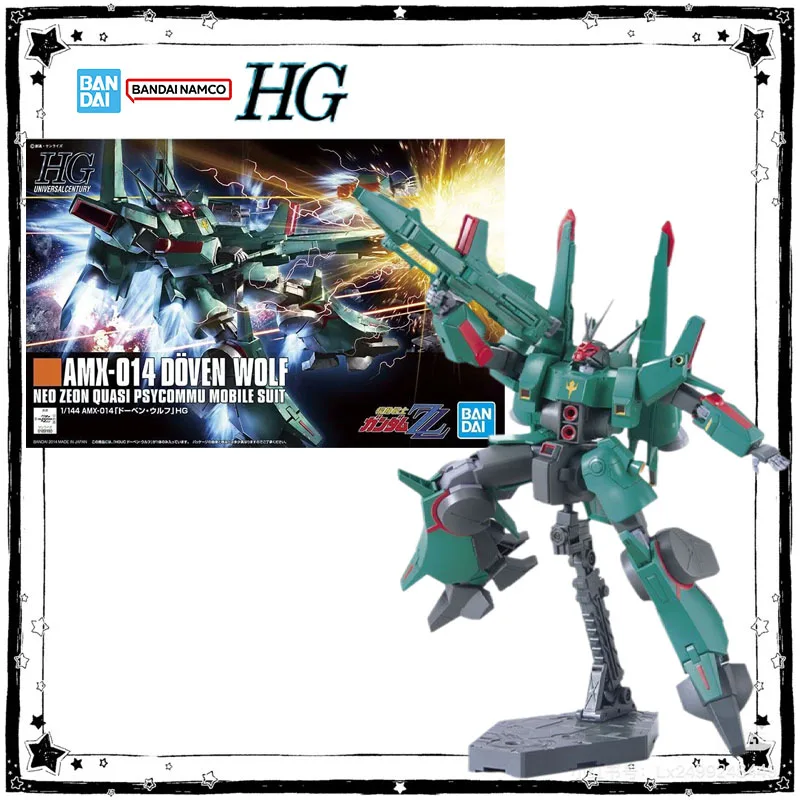Bandai Genuine HG 1/144 AMX-014 Doven Wolf Model Kit Anime Gundam Action Figure High Poseability Collection Assembly Model Toys