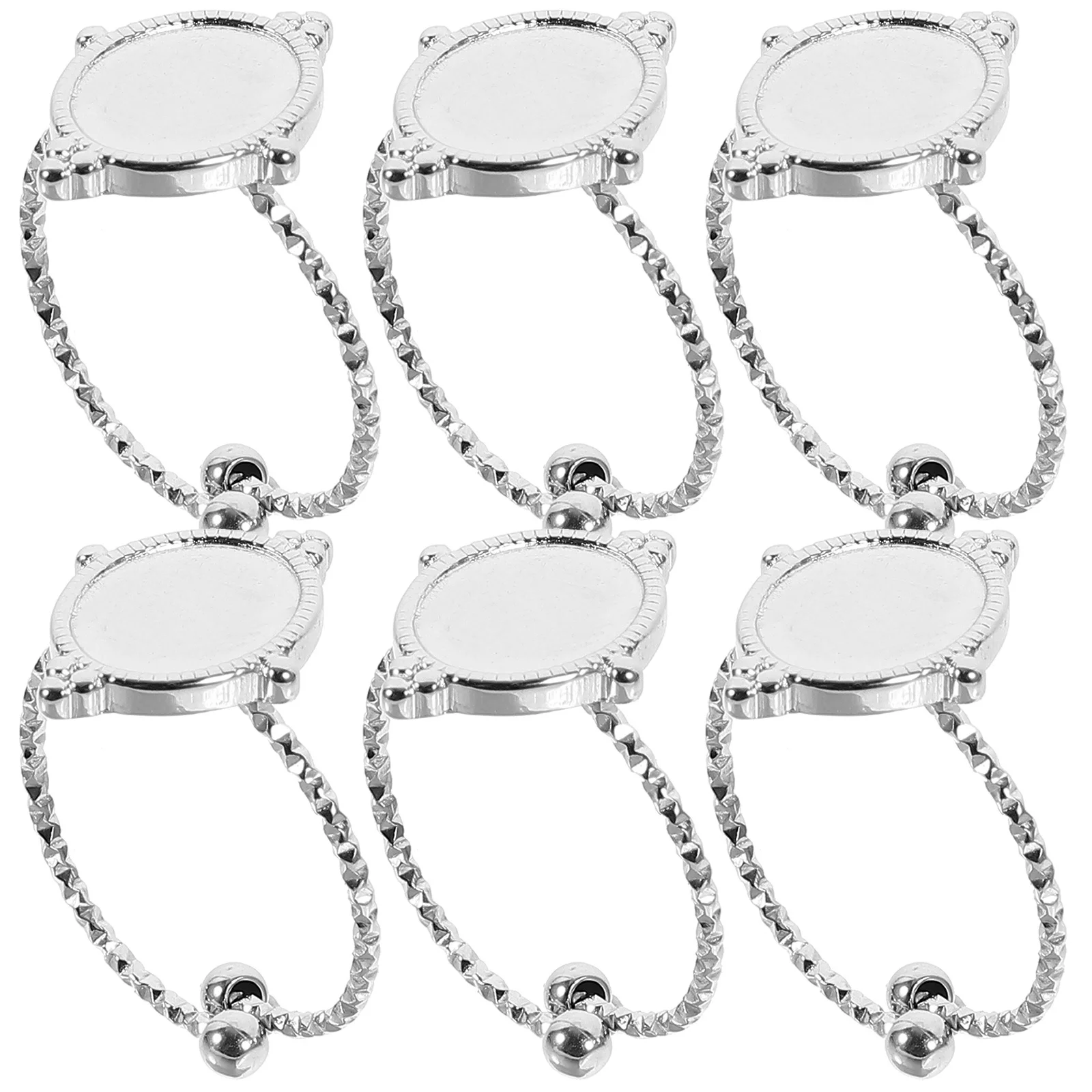 

6pcs Stainless Adjustable Diy For Jewelry Making Craft Bezels Blank Base For Diy Finger Ring Ring Base Accessories