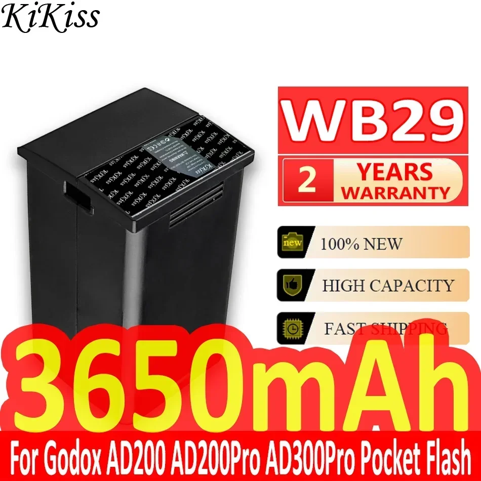 

3650mah KiKiss Powerful Battery WB29 for Godox Witstro AD200 AD200PRO AD200 PRO (AD200 Battery)