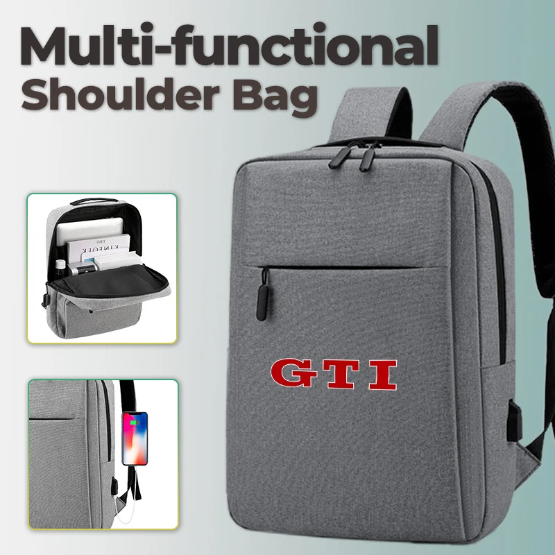 

Автомобильный логотип, USB перезаряжаемая сумка на плечо, водонепроницаемый рюкзак для ноутбука для Volkswagen VW Golf 4 6 7 GTI Tiguan Passat B5 B6 MK6 Polo