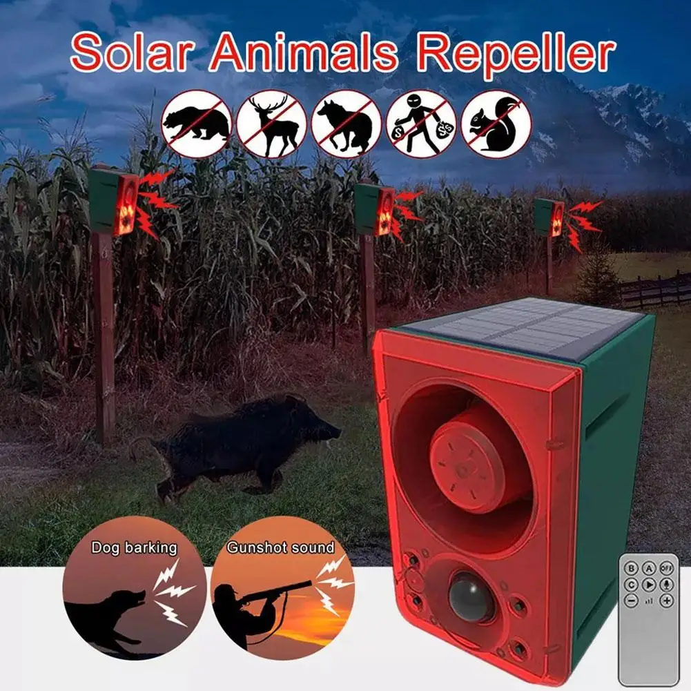 

Solar Motion Sensor Alarm Lamp Wild Boar Repeller Infrared Driving And Recording Animals Boars Body Wild Sensor Human Away O4d0