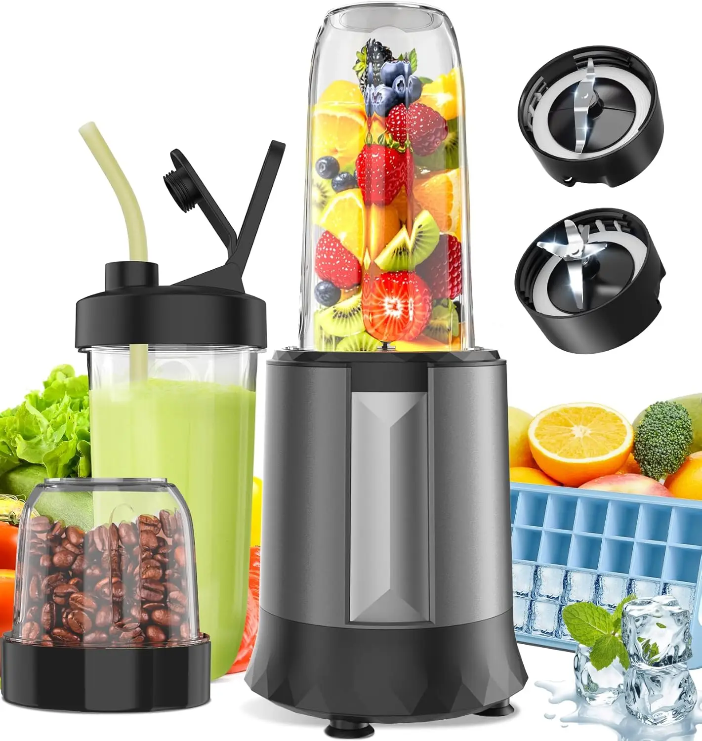 

Smoothie Blender, 1300 W Upgraded Compact Personal Blender for Shakes and Smoothies, Juice, Frozen Drinks, Sauces & More, Smooth