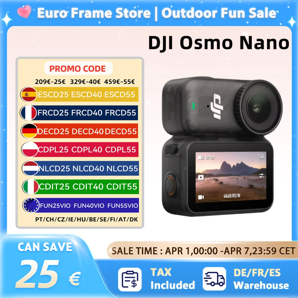 DJI Osmo Nano Bundle Standard 128G / 64GB Petite Camera Vlog 4K/60fps & 143° Wide FOV All-New 1/1.3" Sensor Dual DJI Microphones