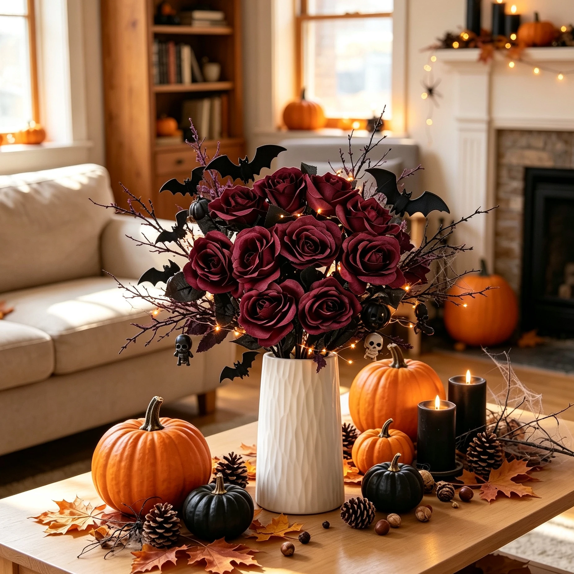 10/20 Stück Künstliche Blumen Seidenrosen Brautstrauß Vasen Heimdekoration Garten Herbst Halloween Hochzeit Dekoration Künstliche DIY-Geschenke – Detail 4