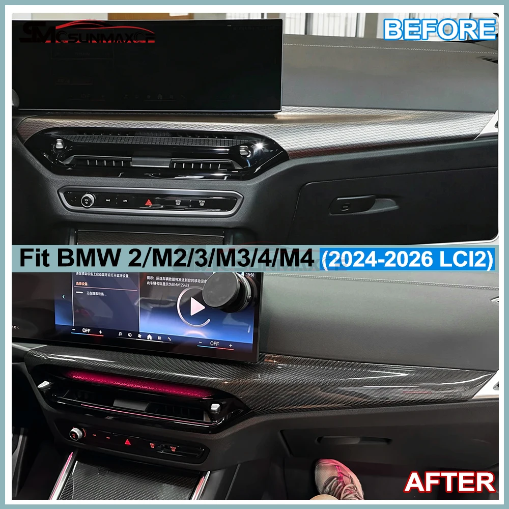 For BMW 4 M4 G22 G23 G26 G82 G83 3 M3 G20 G21 G80 G81 2 M2 G42 G87 Dry Carbon Fiber Dashboard Trim 2024-2026 LCI2 Interior Cover