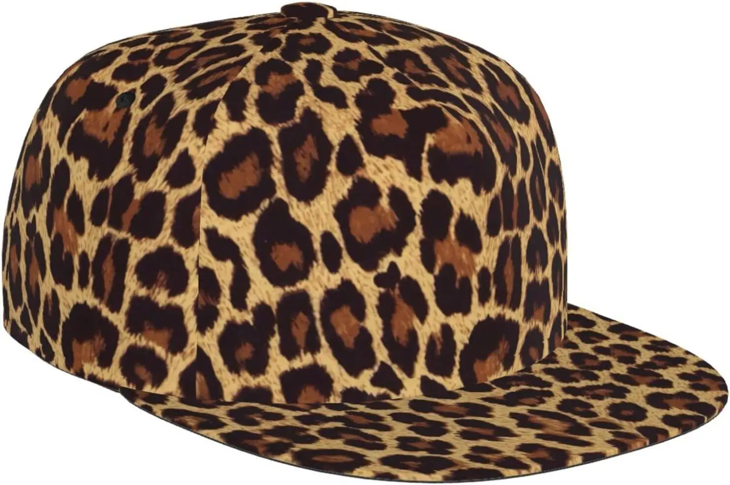 Cool Cheetah Leopard Flat Bill Hat, Unisex Snapback Baseball Cap Hip Hop Style Flat Visor Blank Adjustable