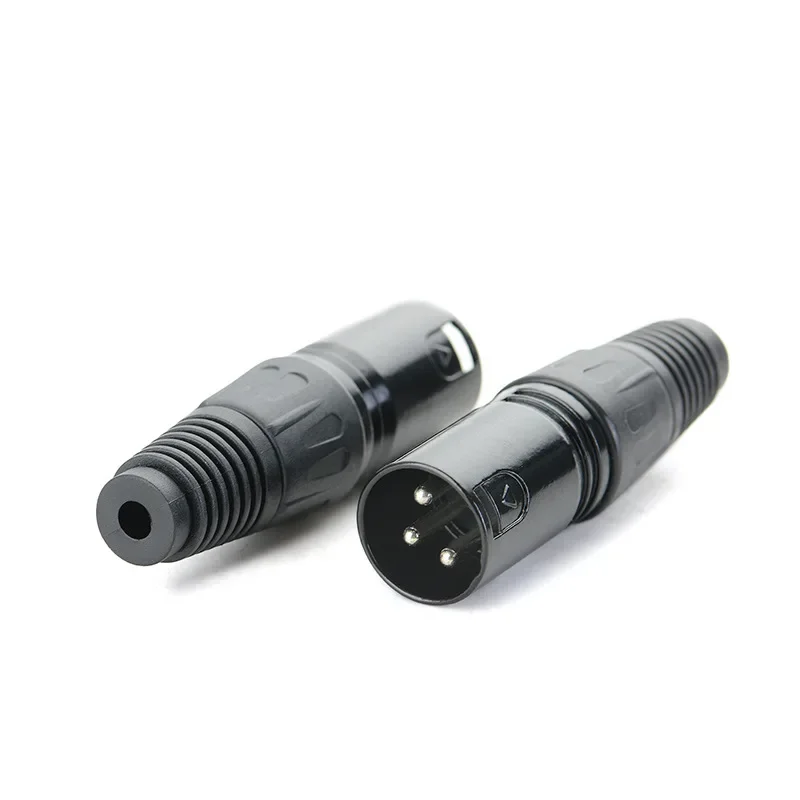 XLR 3 Pin Male/Female Audio Mic Microphone Connector, Black Housing