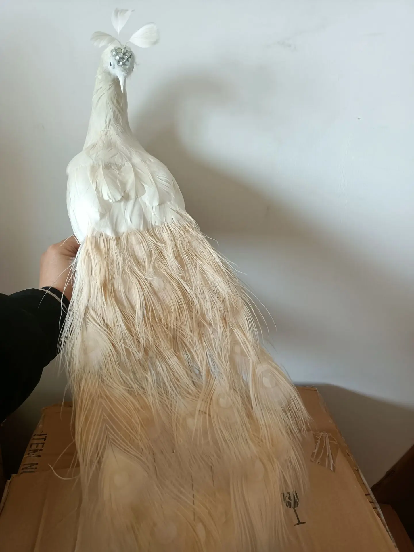 white beautiful simulation foam and feather peacock model gift about 50cm a0019