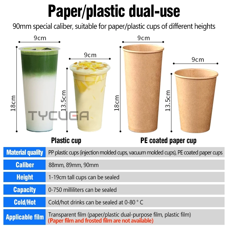 Beker Sluitmachine Sap/MelkThee/Koffie/Bubble Thee Winkel Sealer Commercieel Handmatig Plastic PP 90/95 MM Diameter Drankjes Cup Sealer