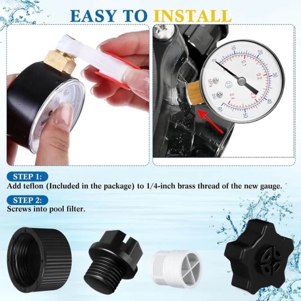 ECX270861 Pressure Gauge SX180LA Drain Cap SX180HG Drain Cap SPX1700FG Pipe Gasket Set Designed for Hayward Sand Filter Models