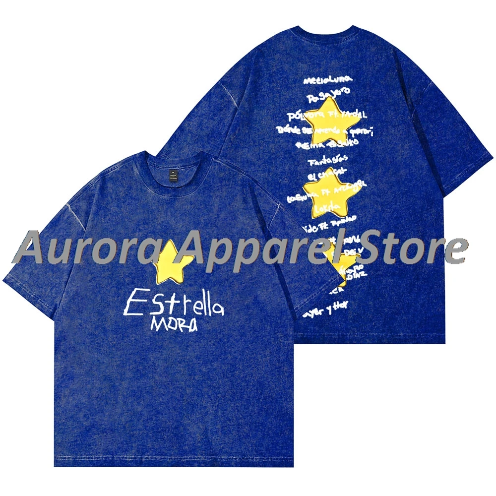 

Mora Estrella Star Merch Wash Tee Streetwear Tops Cosplay Women Men Fashion Short Sleeve Cotton T-Shirts