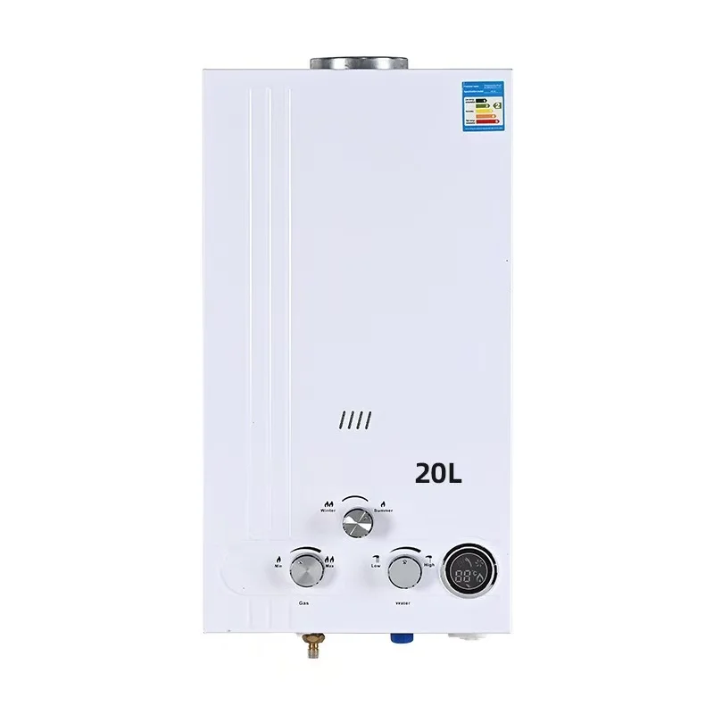 

20L White Instant Tankless Gas Water Heater Propane Gas Regulator Hose with Water Filter for Natural Gas