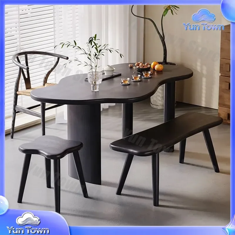 for Modern Simple All-Solid Wood Special-Shaped Tea Table and Chair Set for Living Room Small Balcony Light Luxury Coffee