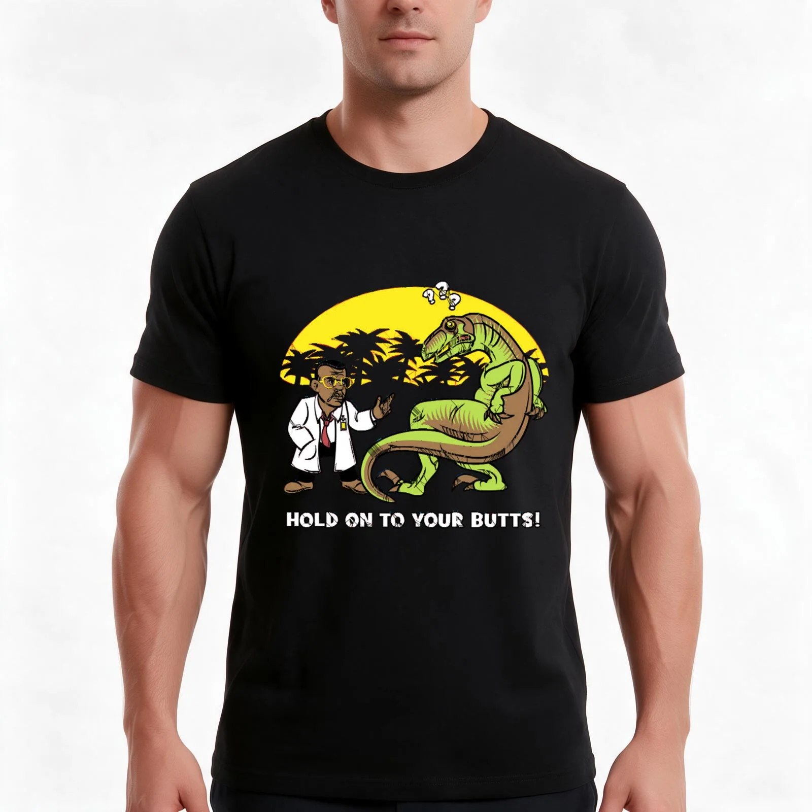 Hold On To Your Butts! T-Shirt, Summer Casual Cotton Tee, Oversized Streetwear Tops, Vintage Graphic Print, Unisex Men Women