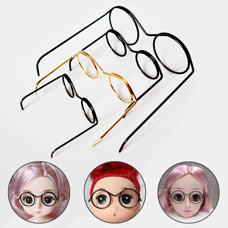 1Pcs Small Fashion Cute Dolls Round Glasses Eyewear Mini Toy Eyeglasses Doll  Accessories Plush Doll Glasses Dressing Accessory