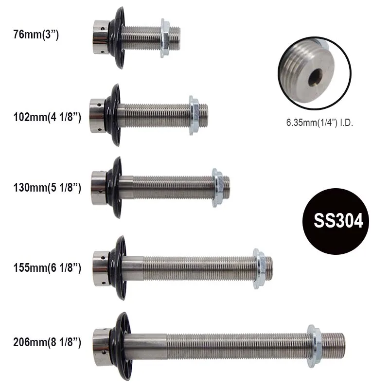Chwyt do piwa ze stali nierdzewnej 1/4 "(6.35mm) I.D. Otwór drzwi lodówki szafka piwo kran Shank 7/8-14(5/8 "BSP)