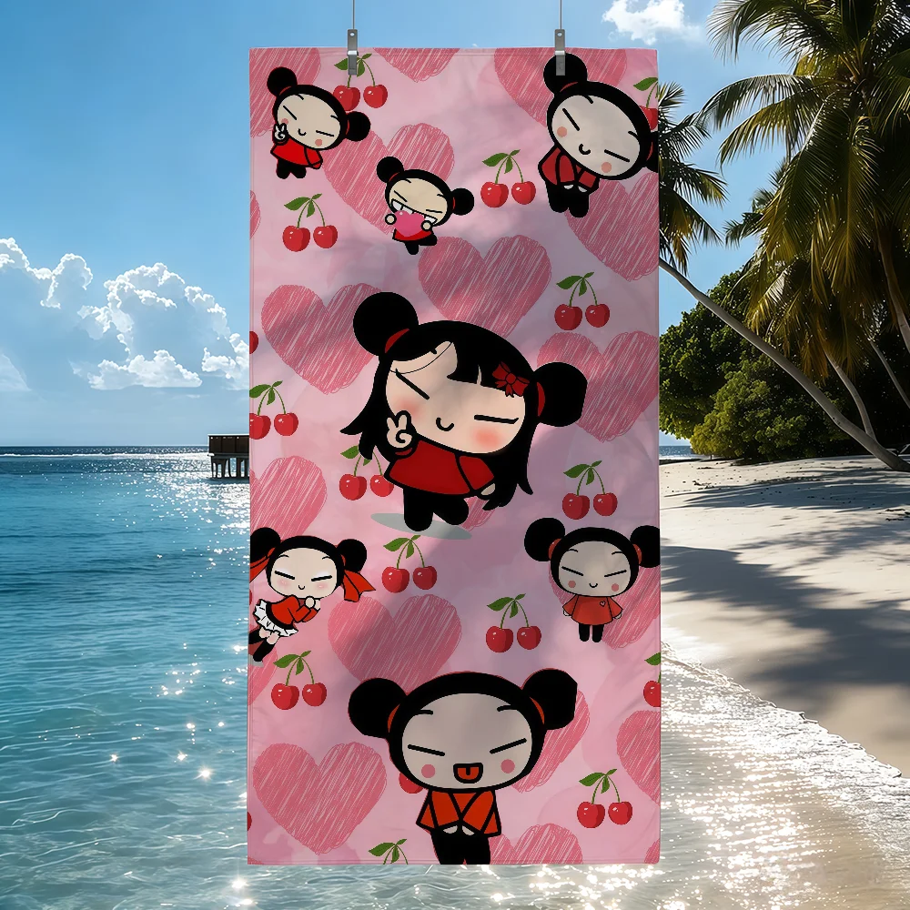Cute Garu Pucca Towel Sports Quick Dry Travel Camping Sandproof Soft Light Large Beach Towel