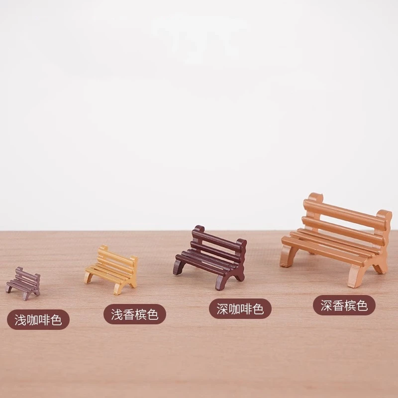 10pcs Miniature Garden Bench Plastic Chair Micro Landscape Decorative Craft Toys Dollhouse Furniture Model Building Accessories