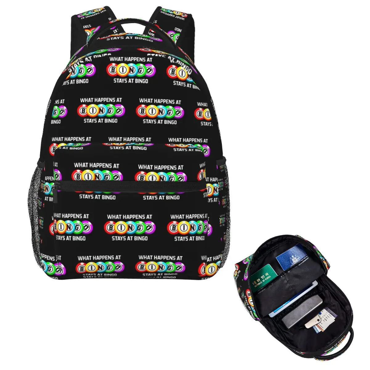 ما يحدث في حقيبة الظهر Bingo رائجة البيع Daypack سعة كبيرة للأولاد والبنات حقيبة كتب مدرسية حقائب كتف للرجال والنساء