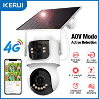 KERUI Outdoor 4MP Dual Lens 24H AOV 4G Solar Camera 10X Zoom PTZ Home Security Surveillance CCTV WIFI IP Camera Icsee 24/7