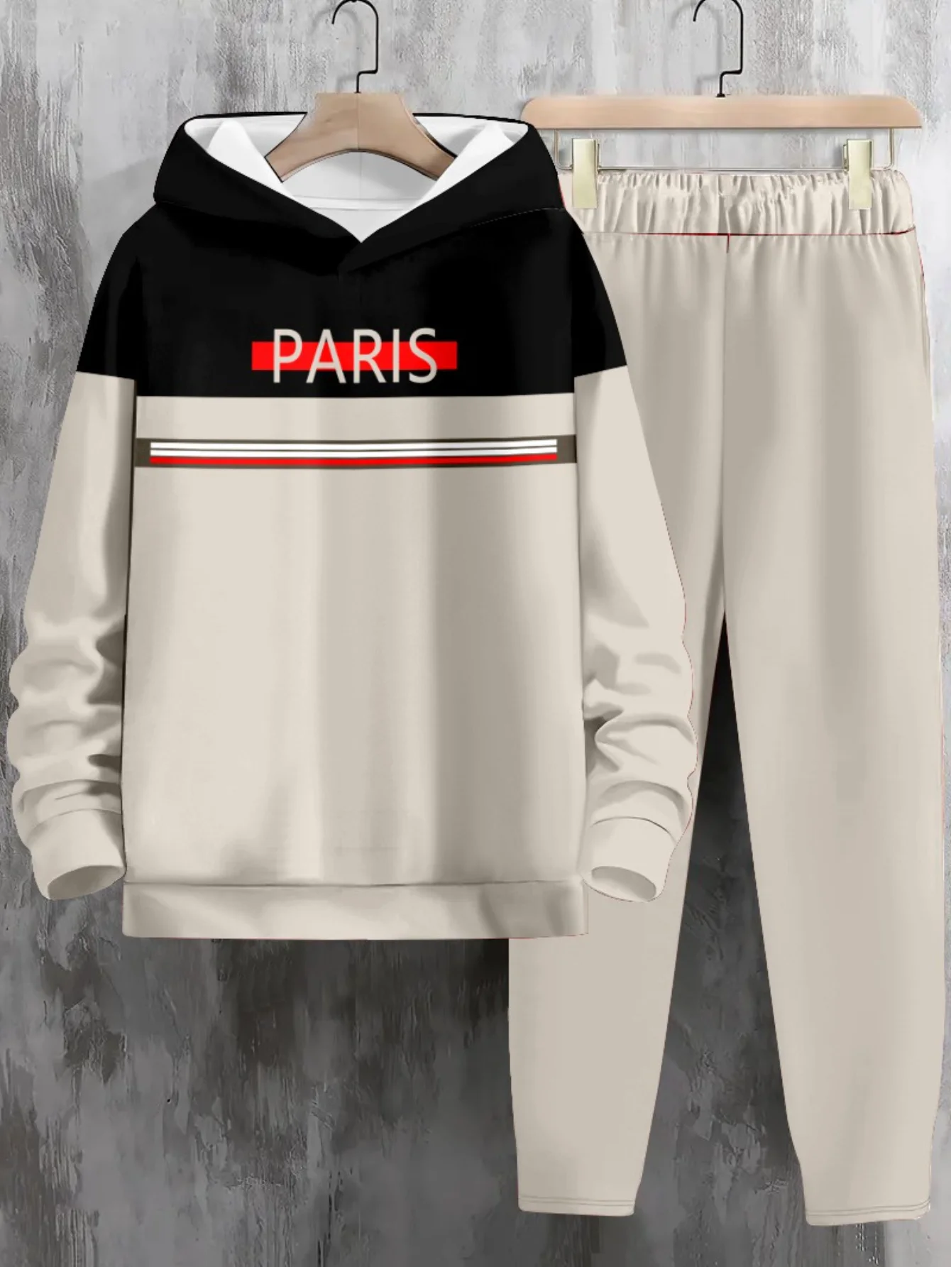 

2025-26, осенне-зимний новый мужской комплект Y2K, толстовка в полоску с 3D принтом, спортивный комплект большого размера, модный повседневный комплект из двух предметов