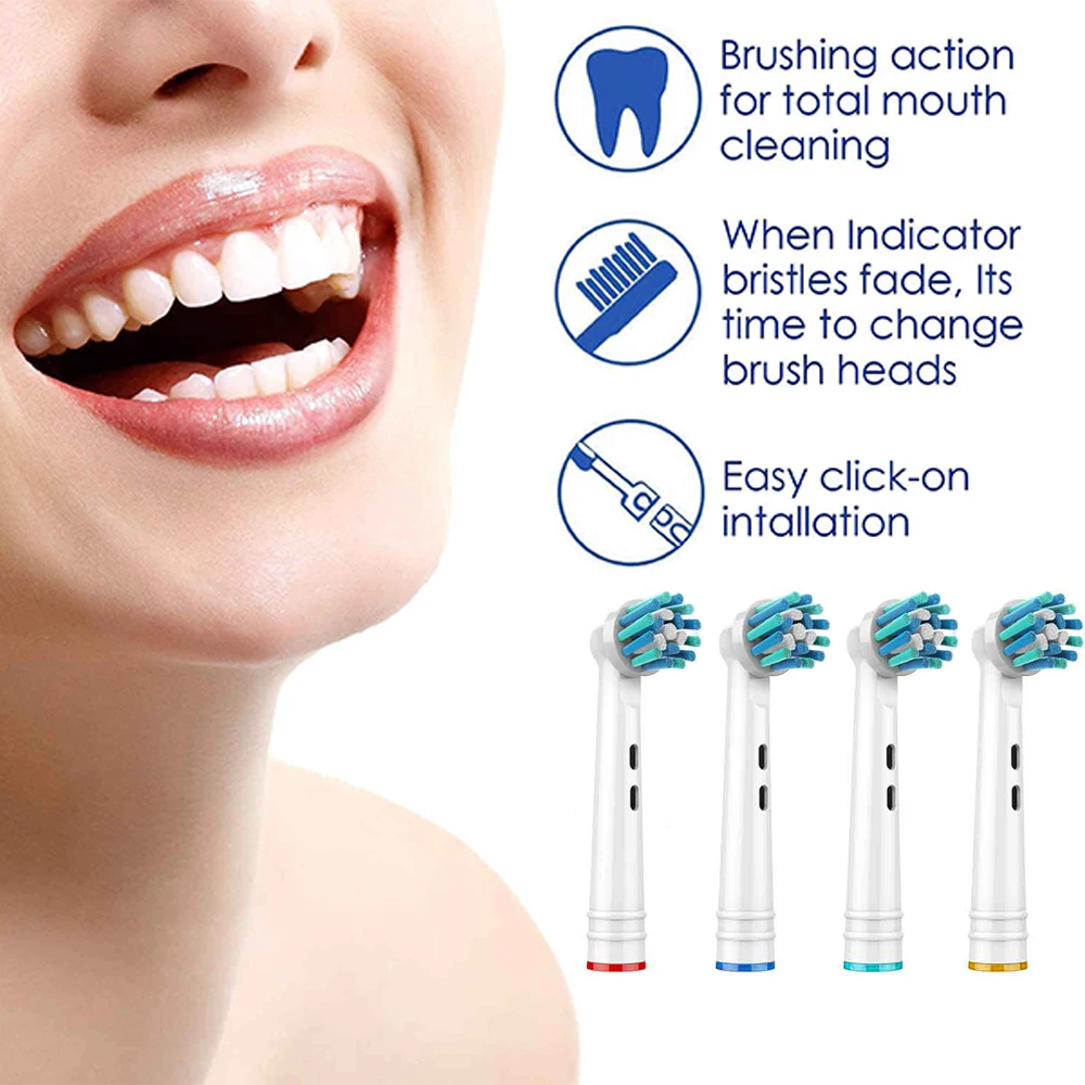 Toothbrush Heads Replacement Soft Bristle Cross Action Rotation Plaque Removal Tooth Brush Head for Oral B Brush Nozzles EB50