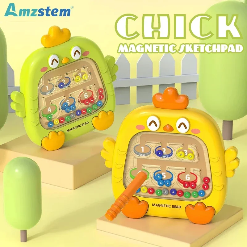 Jeux de tri Montessori, labyrinthe magnétique avec chiffres de couleur, stylo, jeux de perles mobiles, motricité Fine, jouets éducatifs pour enfants, cadeau