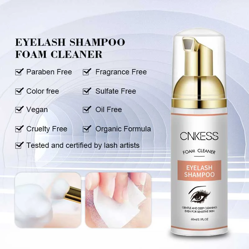 CNKESS Handmade Sensitive Shampoo Kit for Eyelash Cleaning Custom Packaging with Box and Brush Synthetic Eyelash Beauty Cleaner