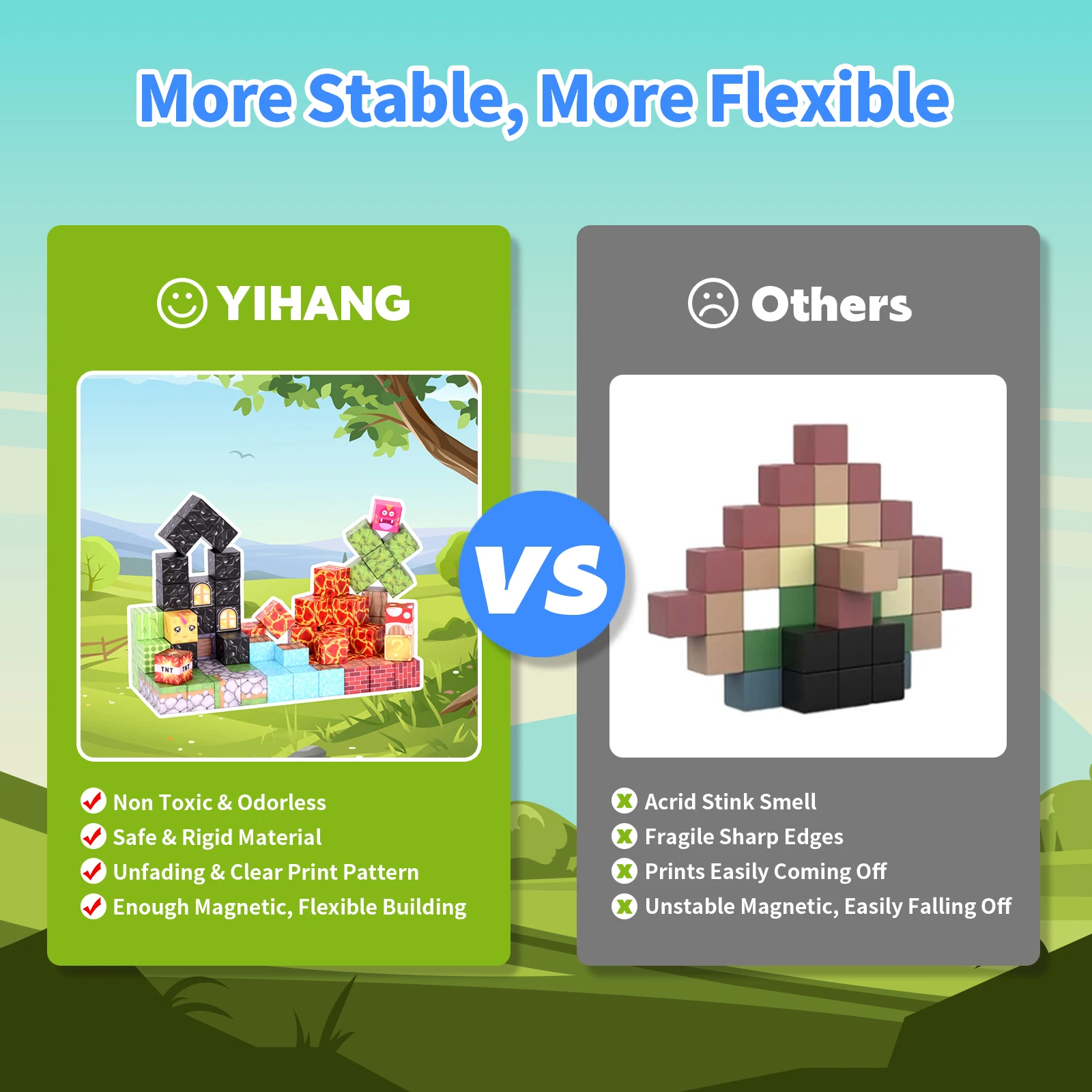 100 قطعة من مكعبات البناء المغناطيسية - مجموعة بناء بيت قلعة الخيال، لعبة ألغاز حسية الجذعية، لعبة بناء إبداعية ثلاثية الأبعاد