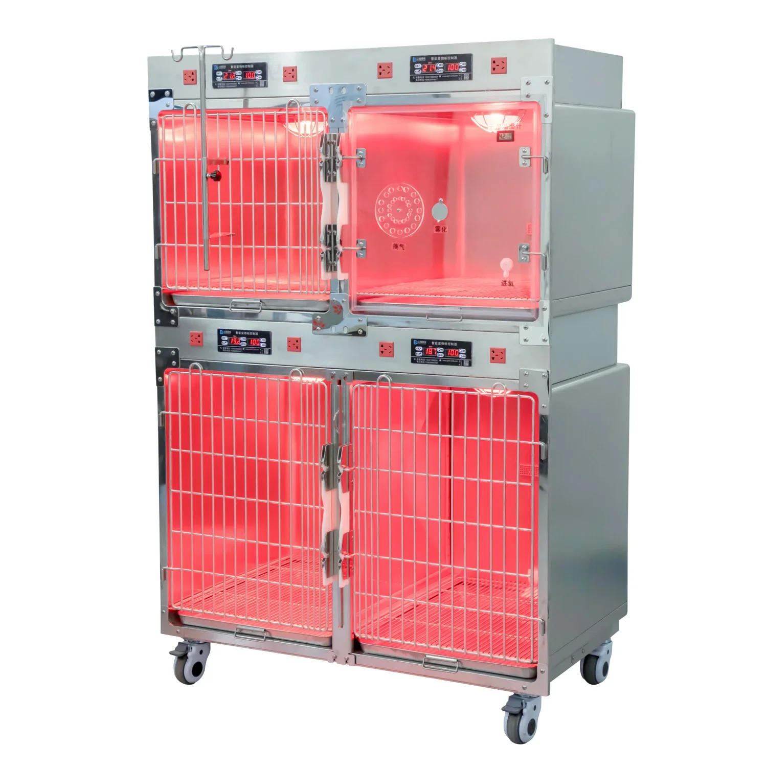 

Veterinary Use Mobile Stainless Steel Pet Cage Vet Ox ygen IC U Cage for Dog Cat Veterinary Clinic Hospital