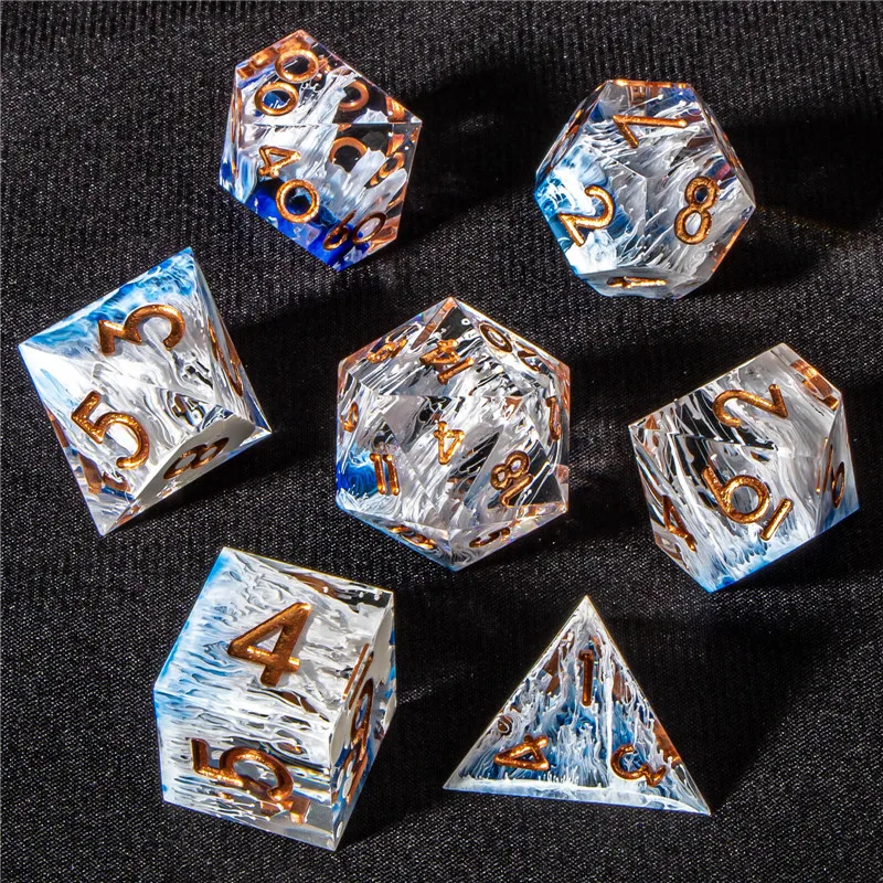 

KERWELLSI DND Resin Sharp Edge Dice Set, Polyhedral D&D Dice Set for Dungeon and Dragon Dice, RPG Role Playing Game D and D Dice